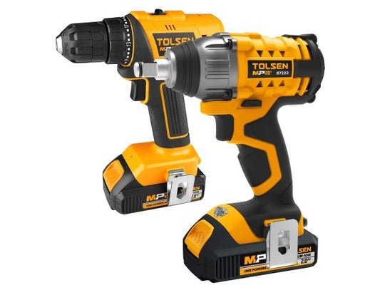 SET TALADRO 20V 10 mm-PISTOLA IMP.1/2  2 Bat/Car